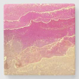 ピンクと金ゴールド大理石エレガント ストーンコースター