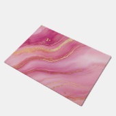 ピンクと金ゴールド大理石エレガント ドアマット (アングル)