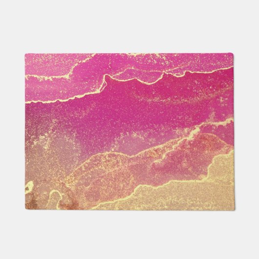 ピンクと金ゴールド大理石エレガント ドアマット (正面)