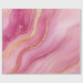 ピンクと金ゴールド大理石エレガント ラッピングペーパー (フラット)