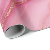 ピンクと金ゴールド大理石エレガント ラッピングペーパー (ロールコーナー)