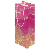 ピンクと金ゴールド大理石エレガント ワインギフトバッグ (裏面アングル)