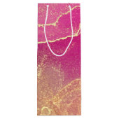 ピンクと金ゴールド大理石エレガント ワインギフトバッグ (裏面)