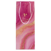ピンクと金ゴールド大理石エレガント ワインギフトバッグ (裏面)