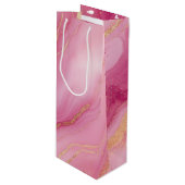 ピンクと金ゴールド大理石エレガント ワインギフトバッグ (正面アングル)