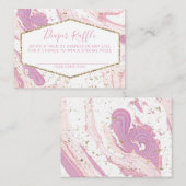 ピンクと金ゴールド大理石ベビーシャワーおむつラッフル エンクロージャーカード (正面/裏面)