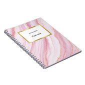 ピンクと金ゴールド大理石 | お名前 ノートブック (右側)