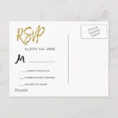 ピンクと金ゴールド大理石RSVP結婚式招待状返信 インビテーションポストカード (裏面)