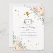 ピンクと金ゴールド妖精をテーマにした女の子のsipと見る 招待状 (正面)