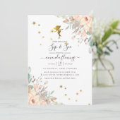 ピンクと金ゴールド妖精をテーマにした女の子のsipと見る 招待状 (スタンド正面)