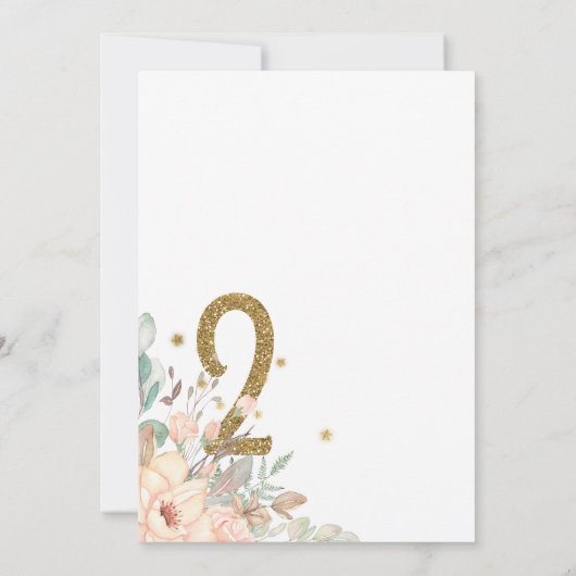 ピンクと金ゴールド妖精をテーマにした女の子2nd誕生日パーティー 招待状 (裏面)