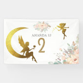 ピンクと金ゴールド妖精をテーマにした女の子2nd誕生日パーティー 横断幕 (横)