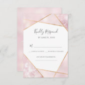 ピンクと金ゴールド幾何学的RSVPカード 招待状 (正面/裏面)
