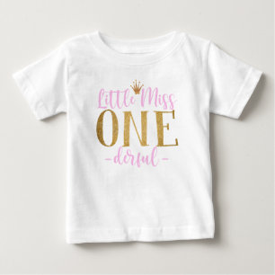 ピンクと金ゴールド恋しく思リトルワンダーフルベビーTシャツ ベビーTシャツ