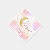 ピンクと金ゴールド我々は月の女の子の赤ちゃんシャワー上にいる スタンダードカクテルナプキン (角)