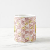ピンクと金ゴールド抽象芸術アートモノグラムマグ コーヒーマグカップ (中央)