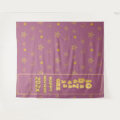 ピンクと金ゴールド新年イブカウントダウンパーティー タペストリー (正面(横))