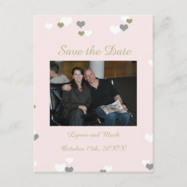 ピンクと金ゴールド日付の保存 案内ポストカード