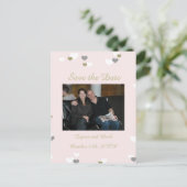 ピンクと金ゴールド日付の保存 案内ポストカード (スタンド正面)