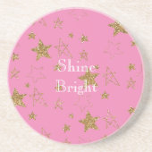 ピンクと金ゴールド星 コースター (正面)