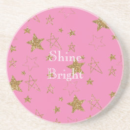 ピンクと金ゴールド星 コースター