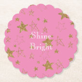 ピンクと金ゴールド星 ペーパーコースター (正面)