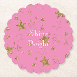 ピンクと金ゴールド星 ペーパーコースター
