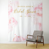 ピンクと金ゴールド書道スクリプトフォトプロップ背景 タペストリー (インサイチュ)