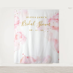 ピンクと金ゴールド書道スクリプトフォトプロップ背景 タペストリー