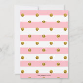 ピンクと金ゴールド最初の誕生日グリッター招待状 招待状 (裏面)