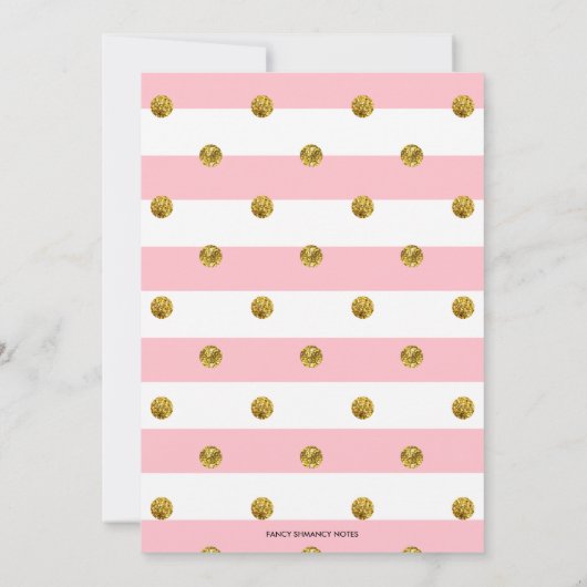 ピンクと金ゴールド最初の誕生日グリッター招待状 招待状 (裏面)