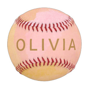 ピンクと金ゴールド水彩抽象芸術 野球ボール