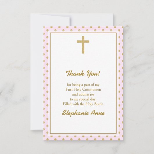 ピンクと金ゴールド水玉模様 招待状 (正面)