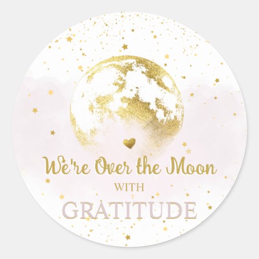 ピンクと金ゴールド満月の赤ちゃんシャワーありがとう ラウンドシール (正面)