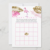 ピンクと金ゴールド熱帯フラミンゴ赤ちゃんシャワービンゴ 招待状 (正面)
