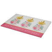 ピンクと金ゴールド熱帯性パイナップルと水玉模様 カッティングボード (角)