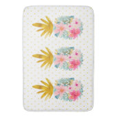 ピンクと金ゴールド熱帯性パイナップルと水玉模様 バスマット (正面縦)