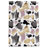 ピンクと金ゴールド牛のプリント誕生日抱き枕 ミディアムペーパーバッグ (正面)