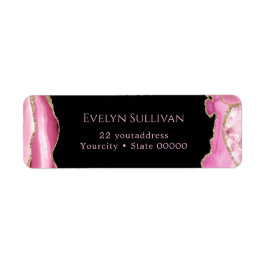 ピンクと金ゴールド瑪瑙の差出人住所ラベル ラベル