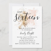 ピンクと金ゴールド甘い16招待状16誕生日 招待状 (正面)