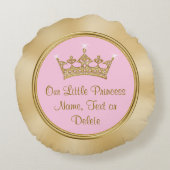 ピンクと金ゴールド私たちの小さなプリンセス枕 ラウンドクッション (裏面)