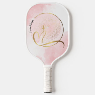 ピンクと金ゴールド私はあなたと一緒にピックボールパドル ピックルボールラケット