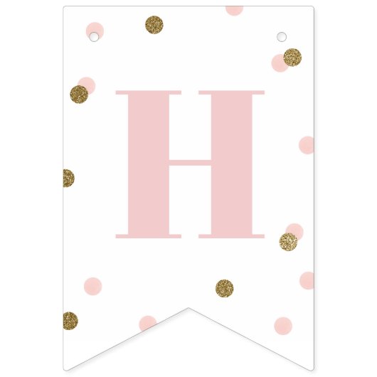 ピンクと金ゴールド紙吹雪の第1誕生日バナー バンティングフラッグ (第2の旗)