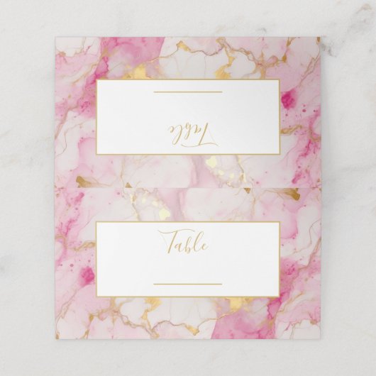 ピンクと金ゴールド結婚のテーブル番号 プレイスカード (外部開封)