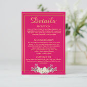 ピンクと金ゴールド結婚の詳細エンクロージャカード 招待状 (スタンド正面)