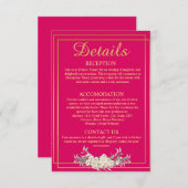 ピンクと金ゴールド結婚の詳細エンクロージャカード 招待状 (正面/裏面)