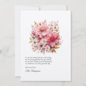 ピンクと金ゴールド結婚フローラ サンキューカード (裏面)