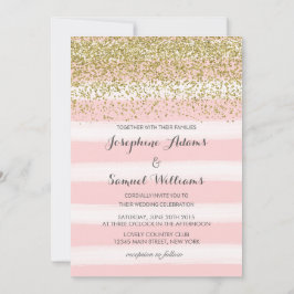 ピンクと金ゴールド結婚式招待状 招待状