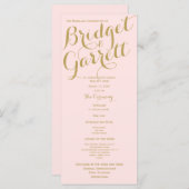 ピンクと金ゴールド結婚式 プログラム (正面/裏面)