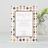 ピンクと金ゴールド絵を描の水玉模様パーティの招待状 招待状 (スタンド正面)